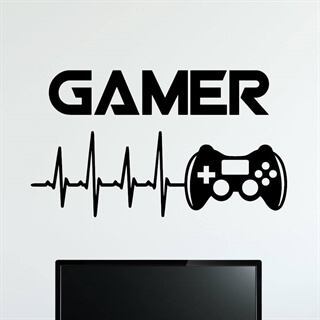 Wallstickers med Gamer Controller og puls