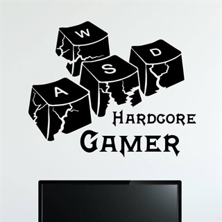 wallstickers med taster og teksten Hardcore Gamer 