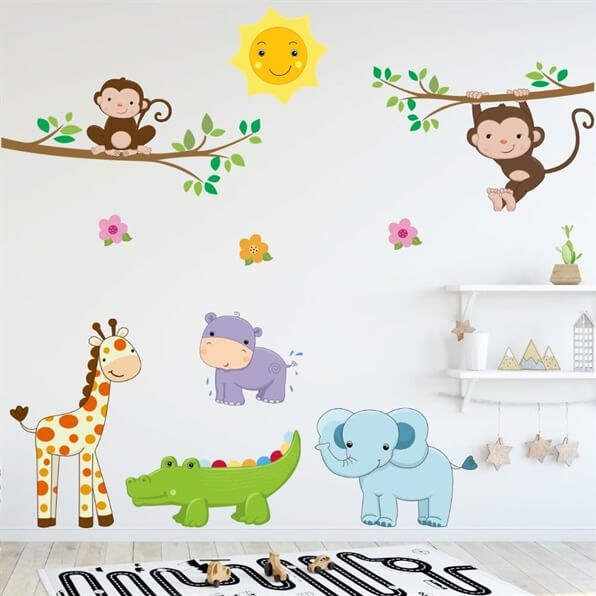 Jungledyr i farge kjøp din veggdekorasjon online