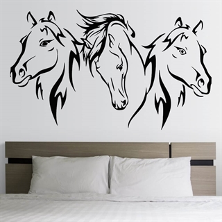 Wallsticker med 3 vakre hester