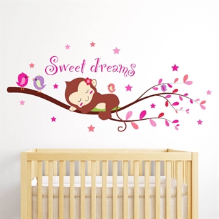 Sovende ape med teksten "Sweet dreams"