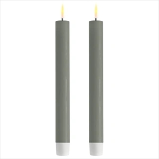 2 stk. Real Flame LED Kronelys -24 cm (Salviegrønn)