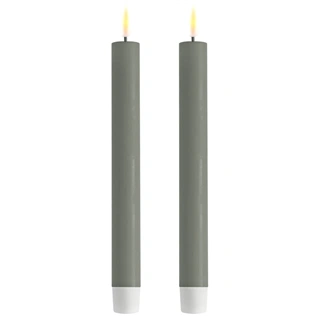 2 stk. Real Flame LED Kronelys -24 cm (Salviegrønn)