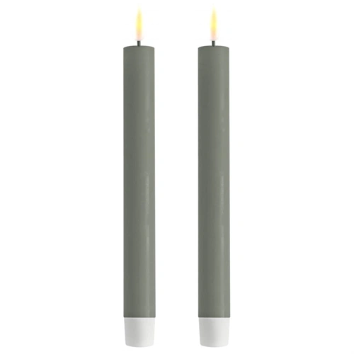 2 stk. Real Flame LED Kronelys -24 cm (Salviegrønn)