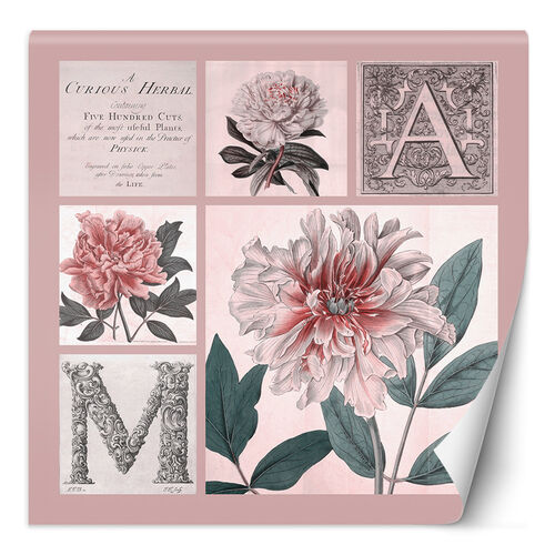 Fototapet, Shabby Chic rosa collage blomster - Andrea Haase