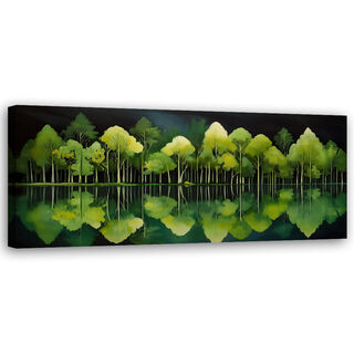 Lerretsbilde, Skog Natur Grønt Landskap - (90x30)