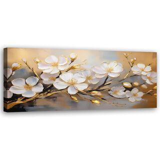 Lerretsbilde, Moderne hvite blomster planter kvist. - (120x40)