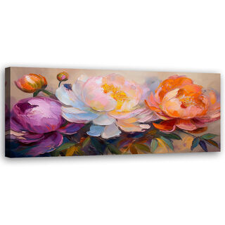 Lerretsbilde, Peon Blomster Planter Fargerike - (120x40)