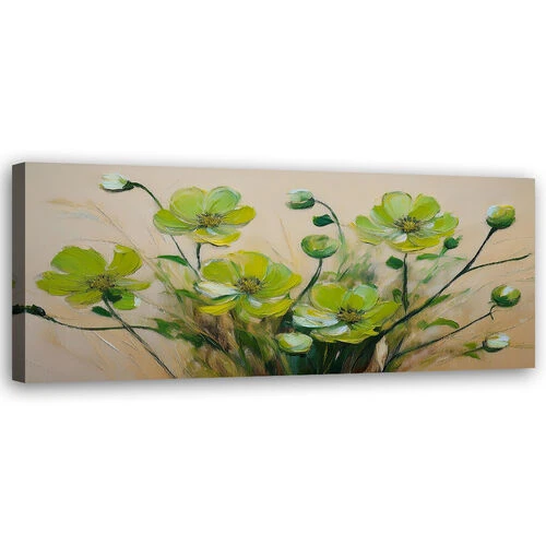 Lerretsbilde, Sammensetning av grønne blomsterplanter - (90x30)