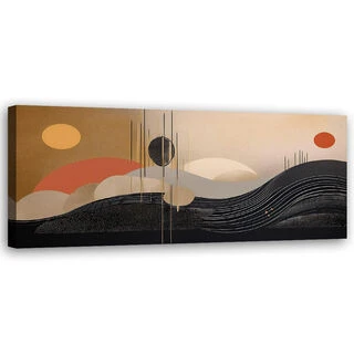 Lerretsbilde, Sirkler Linjer Geometrisk Abstraksjon - (150x50)