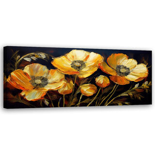 Lerretsbilde, Åkervalmuer Blomster Gull - (120x40)