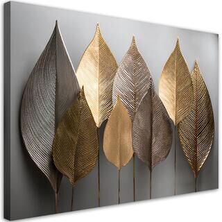 Lerretsbilde, Minimalisme Gold Leafs Abstrakt - (100x70)