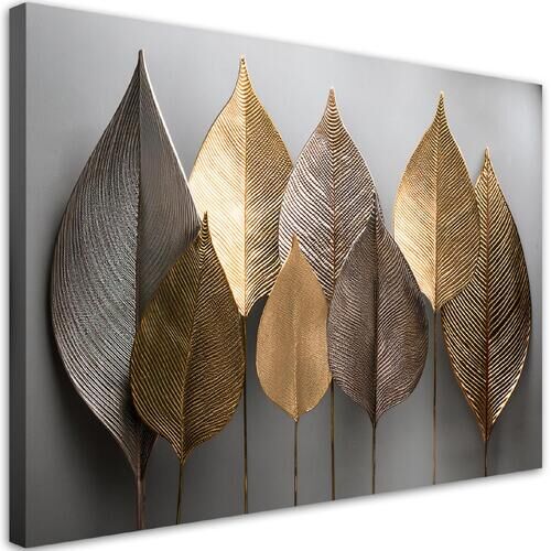 Lerretsbilde, Minimalisme Gold Leafs Abstrakt - (90x60)