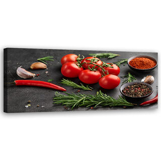 Lerretsbilde, Tomatkrydder til kjøkken - (120x40)