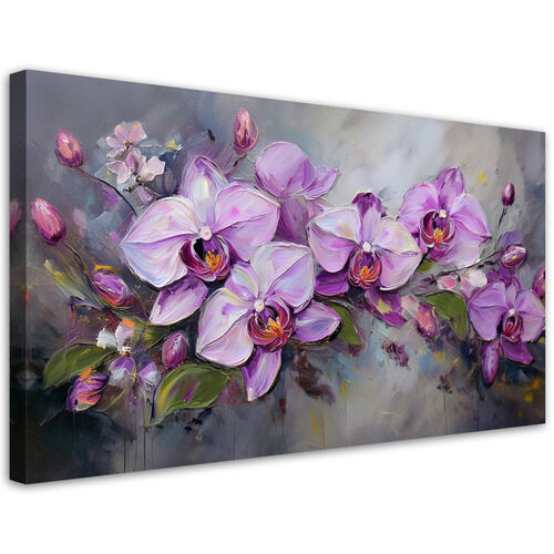 Lerretsbilde, Orkidé lilla blomstersammensetning - (100x50)