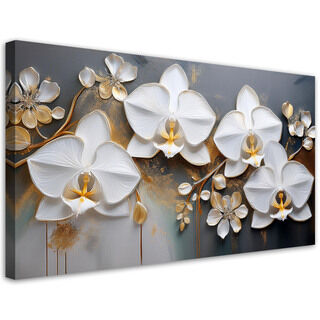 Lerretsbilde, Orchid White Flower Abstraksjon - (80x40)