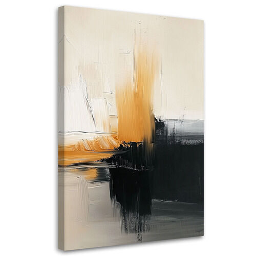 Lerretsbilde, Svart og gull Glamour Abstraksjon - (80x120)