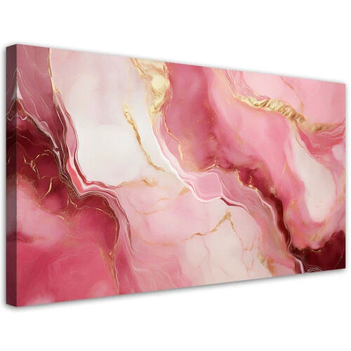 Lerretsbilde, Rosa marmorstein gullelementer - (100x50)