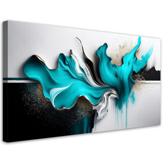 Lerretsbilde, Turkis Abstraksjon 3D-effekt - (80x40)