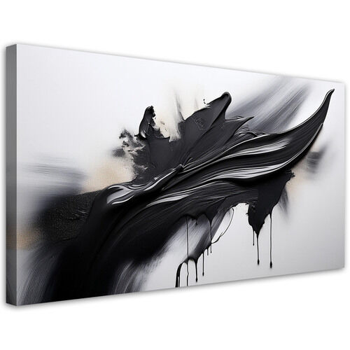 Lerretsbilde, Svart-hvitt abstraksjon 3D-effekt - (80x40)