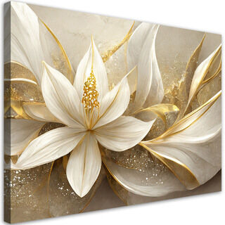 Lerretsbilde, Gull glamour blomster 3D