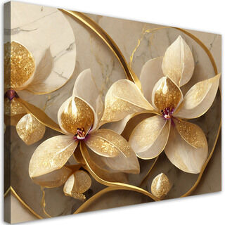 Lerretsbilde, Gull glamour blomster