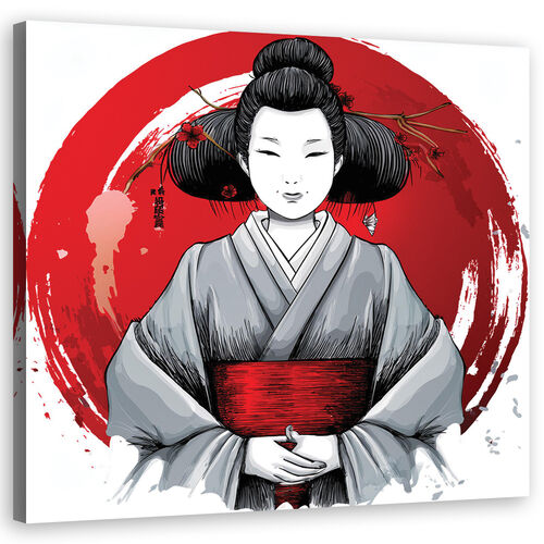 Lerretsbilde, Japansk Geisha Ukiyo-E