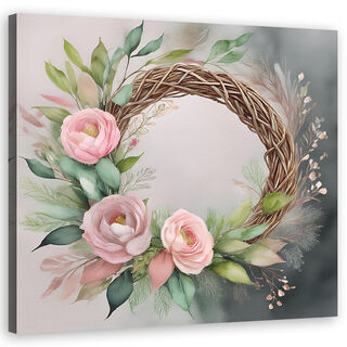 Lerretsbilde, Rosa blomster abstrakt
