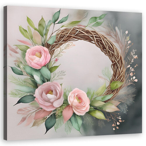 Lerretsbilde, Rosa blomster abstrakt