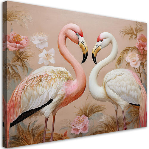 Lerretsbilde, Flamingoer Dyr elsker