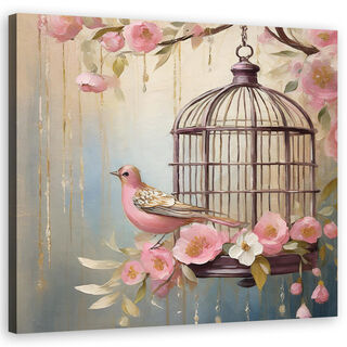 Lerretsbilde, shabby chic, fugl