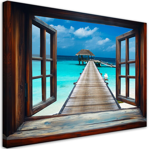 Lerretsbilde, Window Sea Tropical Pier
