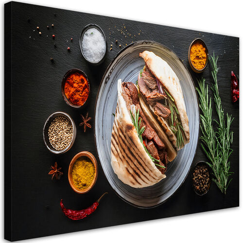 Lerretsbilde, Kebab Kebap Krydder Mat til kjøkken