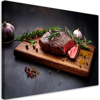 Lerretsbilde, Steak Meat Food for Restaurant Kitchen