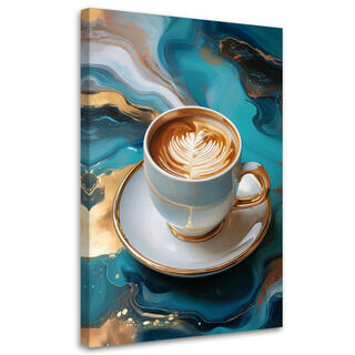 Lerretsbilde, Kopp kaffe Turkis marmor