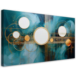 Lerretsbilde, Abstrakt kunst Geometriske sirkler Turkis