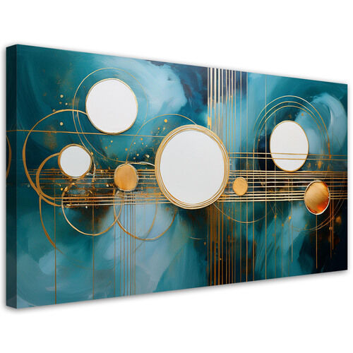 Lerretsbilde, Abstrakt kunst Geometriske sirkler Turkis