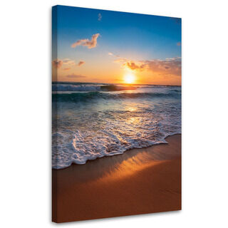 Lerretsbilde, Strand Hav Solnedgang Landskap