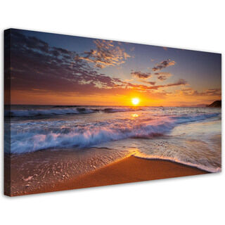Lerretsbilde, Strand Hav Solnedgang Landskap