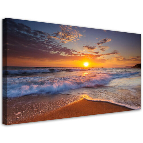 Lerretsbilde, Strand Hav Solnedgang Landskap