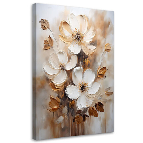 Lerretsbilde, Beige blomster malt
