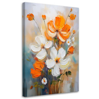 Lerretsbilde, Villblomster Hvit Oransje