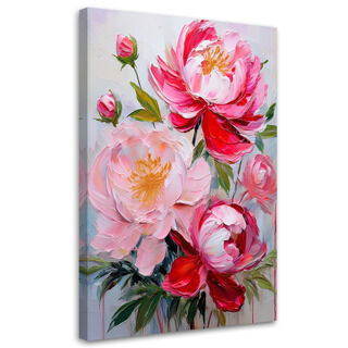 Lerretsbilde, Rosa peonblomster Natur
