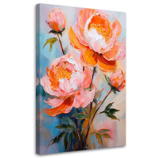Lerretsbilde, Oransje peonblomster Natur