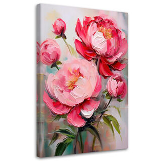 Lerretsbilde, Rosa pionblomster Planter