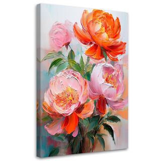 Lerretsbilde, Pioner Blomster rosa Natur