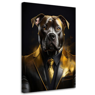 Lerretsbilde, Hundedyr i dress