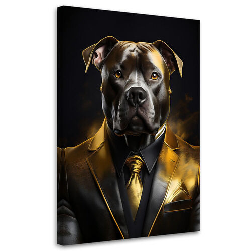 Lerretsbilde, Hundedyr i dress