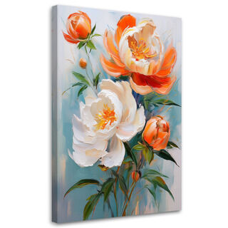 Lerretsbilde, Pioner Blomster oransje hvite