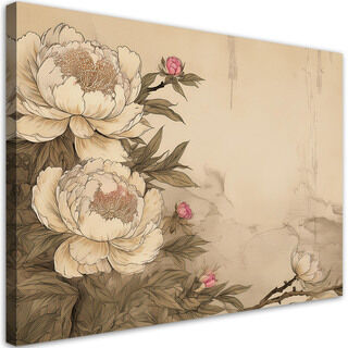 Lerretsbilde, Peonblomster Retro beige